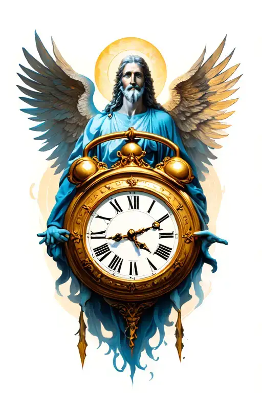chronos time god with clock tattoo design idea