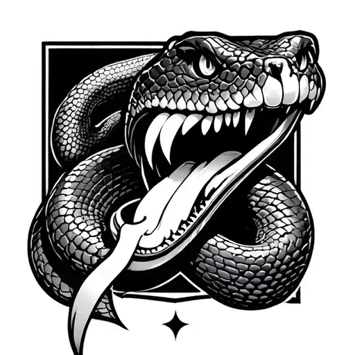 snake instead of tongue gun tattoo design idea