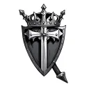 Crown, sword, shield cross royalty tattoo design idea