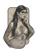 mia khalifa, full nude, big boobs, big ass, posing, tattoos tattoo design idea