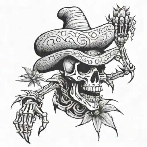 agave dancing skeleton tequila shot tattoo design idea