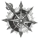 Left arm sleeve tattoo. Nautical compass, nautical star, Mahi, wahoo. tattoo design idea