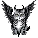 Cat Devil Coaters with wings tattoo design idea