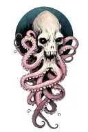 octopus wrapping its tentacles evil demon vampire tattoo design idea