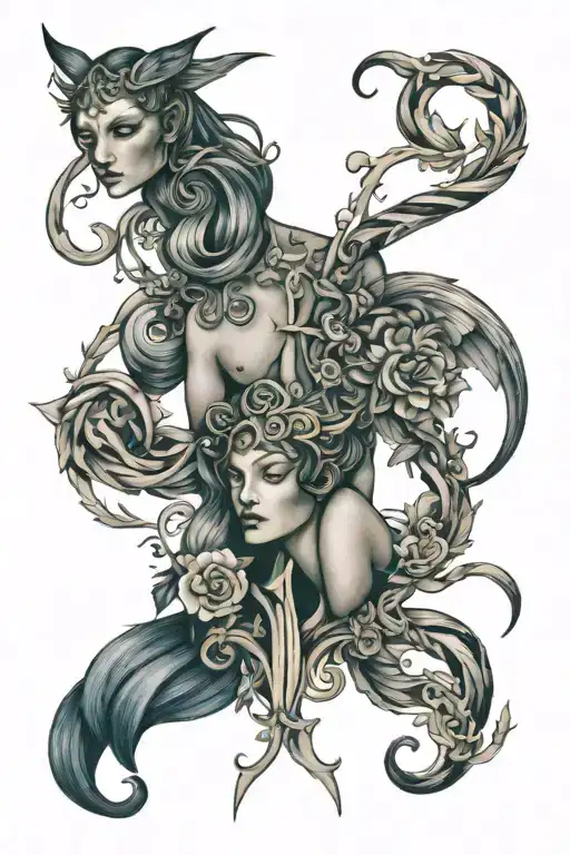 unforgettable with a gemini sign intertwined tattoo design idea