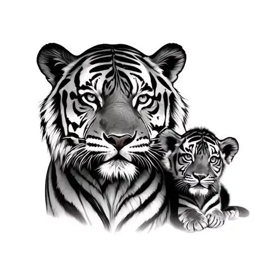 Tiger And 2 Cubs tattoo design idea