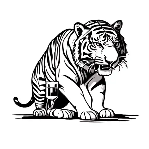tiger is searching for alcohol drink tattoo design idea