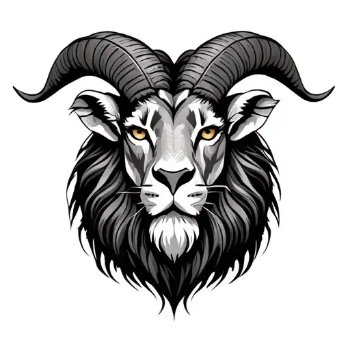 lion head, goat head and ram head tattoo design idea