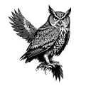 Viking  knotwork Tawny owl sitting tattoo design idea