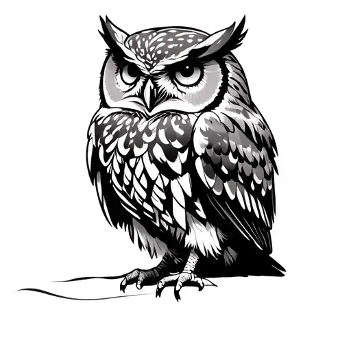 Viking  knotwork Tawny owl sitting tattoo design idea