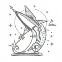 Galaxy Gramophone rocket ship, weird, stars, moon, cosmos, lightning bolt, rock'n'roll tattoo design idea