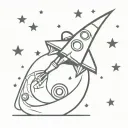 Galaxy Gramophone rocket ship, weird, stars, moon, cosmos, lightning bolt, rock'n'roll tattoo design idea