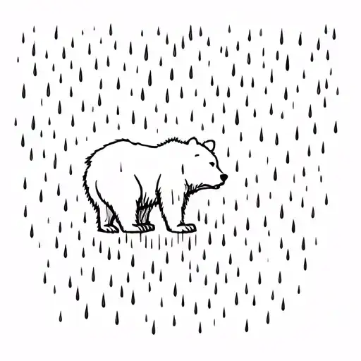 bear in rainstorm tattoo design idea