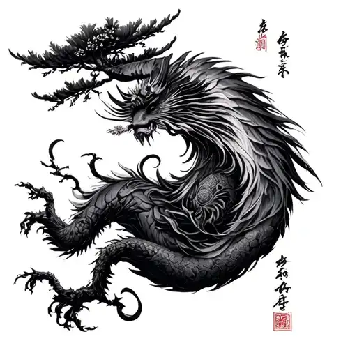 Dialectical transition between European culture of the antiquity era and classical Japanese culture tattoo design idea