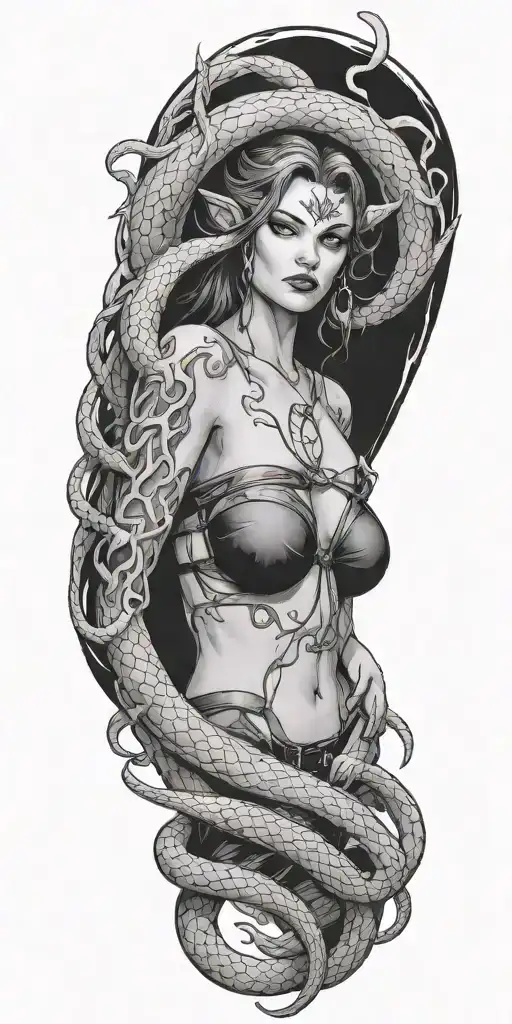 diablo iv lilith tattoo with snakes tattoo design idea