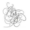 calligraphy L M D J overlap no frills tattoo design idea