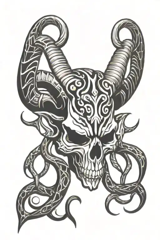 ram demon skull tattoo design idea
