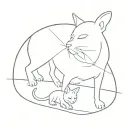 on a Line straight Line, a cat, a dog, a baby crawling and a little girl tattoo design idea