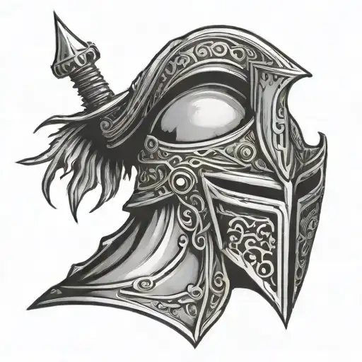 Templar knight helmet tattoo design idea