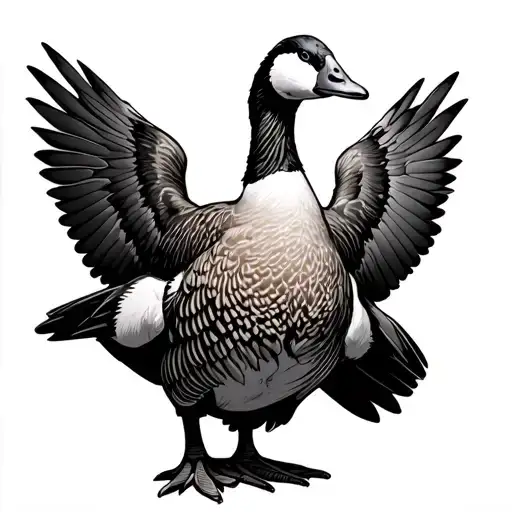 canad goose with arnold swarzeneggers biceps hissing tattoo design idea