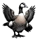canad goose with arnold swarzeneggers biceps hissing tattoo design idea