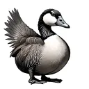canad goose with arnold swarzeneggers biceps hissing tattoo design idea