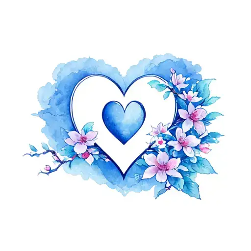kingdom hearts logo heart with cherry blossoms tattoo design idea