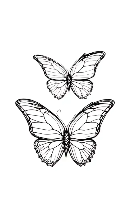 two butterflies flying together tattoo design idea