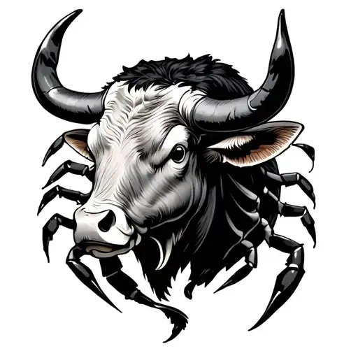 the head of a bull with the body of a scorpion made us want tattoo design idea
