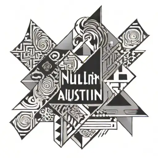 A geometric design featuring the names Austin, Nolan, Julia in a unique and abstract way tattoo design idea