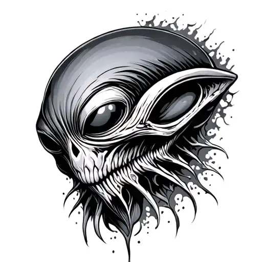 crazy alien tattoo design idea