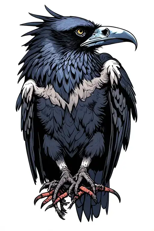 undead raven tattoo design idea