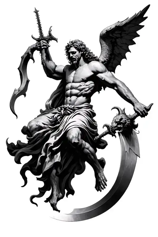 st micheal slaying satan tattoo design idea