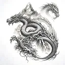mountains trees dragons tattoo design idea