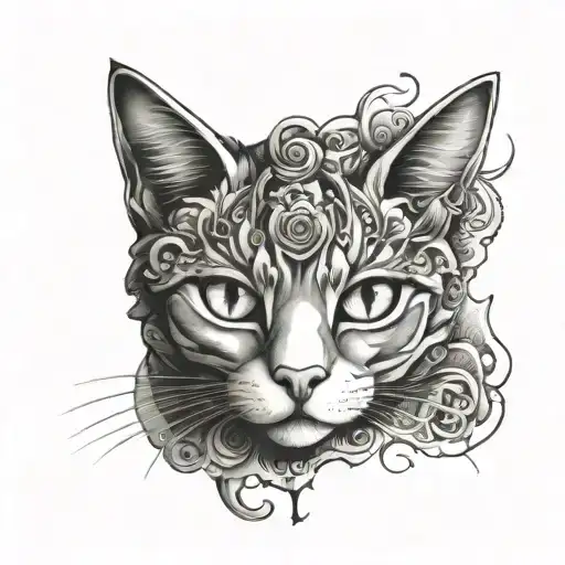 cat six eye tattoo design idea