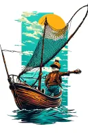 boat fishing net tattoo design idea