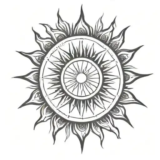 Sun with blank center with flares extending outwards tattoo design idea