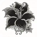 on the top tiger and down below,, Hibiscus flowers surrounded by korean traditional patterns tattoo design idea