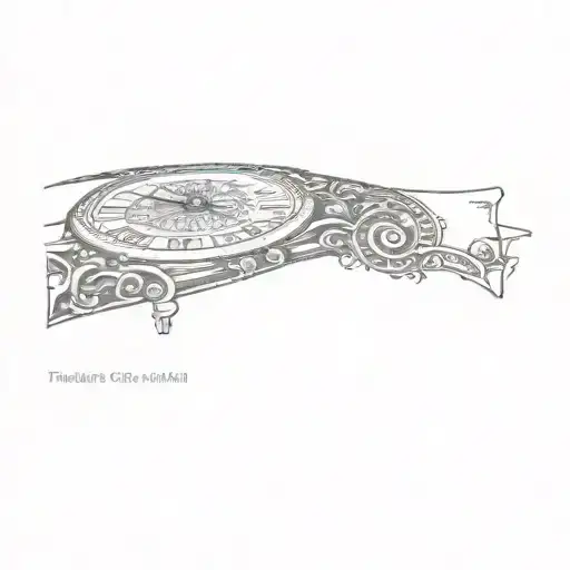 antique clock with tribal tattoo tattoo design idea
