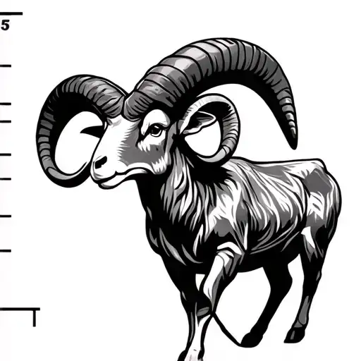 aries ram with coordinates tattoo design idea