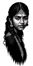Indian woman face tattoo design idea