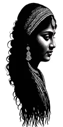 Indian woman face tattoo design idea