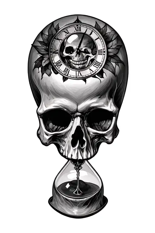 Skull Dark with hour glass memento mori tattoo design idea