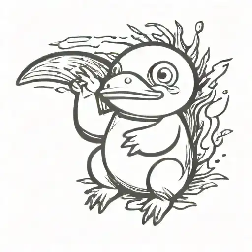 Psyduck exploding headache tattoo design idea