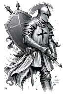 knights templar knight with sword and shield tattoo design idea