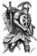 knights templar knight with sword and shield tattoo design idea