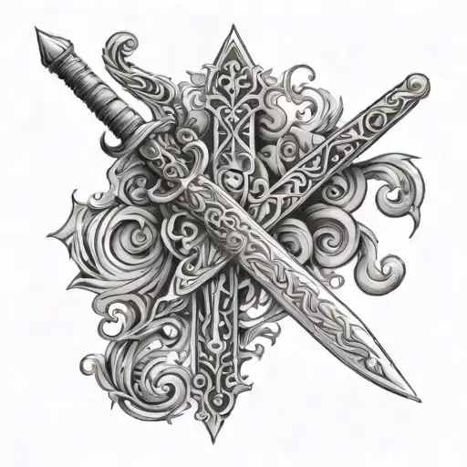 Persian sword tattoo design idea