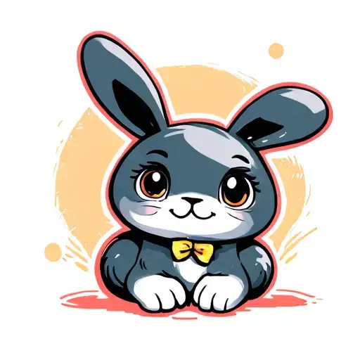 cute bunny rabbit sitting tattoo design idea