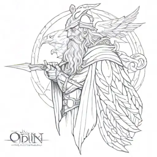 odin with ravens tattoo design idea
