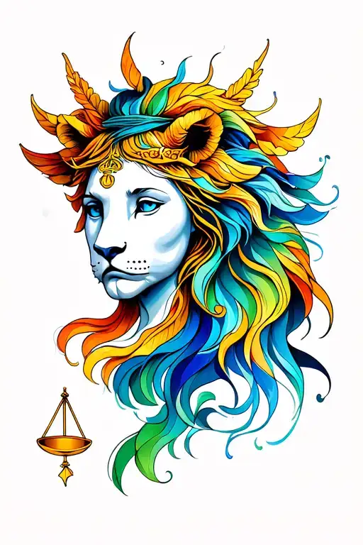 Libra and leo zodiac sign tattoo design idea